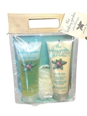 The Healing Garden Relax Therapy White Tea Body Wash & Body Lotion Gift Set NOS